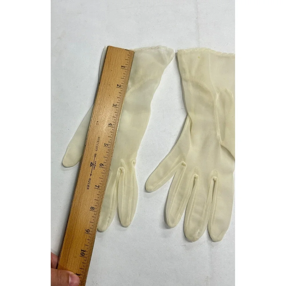 Coquette Sheer Ruffle Wrist Gloves S Cream Regencycore Vintage Glamour Tea Party